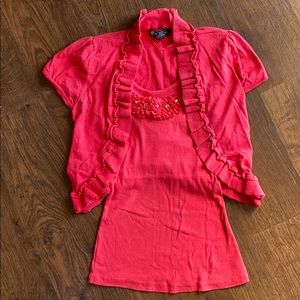 Pink Two piece blouse set